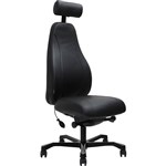 SERATI HIGH BACK CHAIR PROCONTROL SYNCHRO 2D HEADREST BLACK ALUMINIUM BASE FOOTPLATES NEO BLACK LEATHER