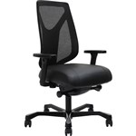 SERATI HIGH MESH BACK CHAIR PROCONTROL SYNCHRO ADJUSTABLE ARMREST BLACK ALUMINIUM BASE FOOTPLATES NEO BLACK LEATHER