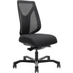 SERATI HIGH MESH BACK CHAIR BODYWEIGHT SYNCHRO BLACK ALUMINIUM BASE FOOTPLATES GABRIEL FIGHTER BLACK FABRIC