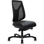 SERATI HIGH MESH BACK CHAIR PROCONTROL SYNCHRO BLACK ALUMINIUM BASE FOOTPLATES NEO BLACK LEATHER