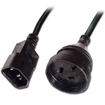 LINDY 30244 UPS POWER CABLE IEC C14 PLUG TO 3PIN SOCKET 150MM BLACK