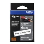 BROTHER TZEFX211 FLEXIBLE LABELLING TAPE 6MM BLACK ON WHITE