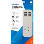 JACKSON POWERBOARD SINGLE OUTLET 4 USB OUTLETS 900MM WHITE