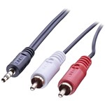 LINDY 35680 PREMIUM AUDIO CABLE 35MM RCA 2X PHONO 1M BLACK