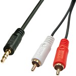 LINDY 35682 PREMIUM AUDIO CABLE 35MM RCA 2X PHONO 3M BLACK