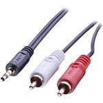 LINDY 35685 PREMIUM AUDIO CABLE 35MM RCA 2X PHONO 10M BLACK