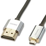 LINDY 41682 CROMO LINE SLIM HDMI TO MICRO HDMI CABLE WITH ETHERNET 2M BLACK