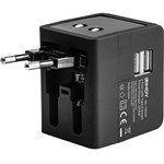 LINDY 73110 SMART TRAVEL ADAPTOR 2 PORT USBA 105W BLACK