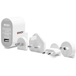 LINDY 73304 MULTICOUNTRY TRAVEL ADAPTOR USBA 12W WHITE
