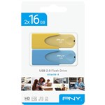 PNY TURBO ATTACHE 4 USB 20 FLASH DRIVE 16GB BLUEYELLOW PACK 2