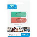 PNY TURBO ATTACHE 4 USB 20 FLASH DRIVE 32GB GREENCORAL PACK 2