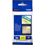 BROTHER TZEPR234 LAMINATED LABELLING TAPE 12MM X 4M GOLD ON PREMIUM GLITTER WHITE