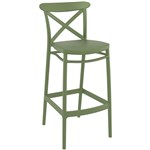 SIESTA CROSS BARSTOOL 750MM OLIVE GREEN