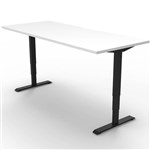 RAPIDLINE BOOST HEIGHT ADJUSTABLE WORKSTATION 1200 X 750MM SCALLOP TOP NATURAL WHITEBLACK