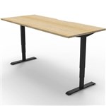 RAPIDLINE BOOST HEIGHT ADJUSTABLE WORKSTATION 1500 X 750MM SCALLOP TOP NATURAL OAKBLACK