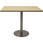RAPIDLINE SQUARE MEETING TABLE DISC BASE 900MM NATURAL OAKSTAINLESS STEEL