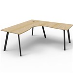 RAPIDLINE ETERNITY CORNER WORKSTATION 1 PERSON 1500 X 1500MM NATURAL OAK  BLACK