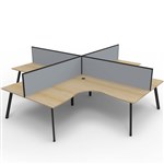 RAPIDLINE ETERNITY CORNER WORKSTATION 4 PERSON 1500 X 1500MM WITH SCREEN NATURAL OAK  BLACK