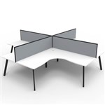 RAPIDLINE ETERNITY CORNER WORKSTATION 4 PERSON 1500 X 1500MM WITH SCREEN NATURAL WHITE  BLACK
