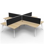 RAPIDLINE ETERNITY CORNER WORKSTATION 4 PERSON 1800 X 1500MM WITH SCREEN NATURAL OAK  WHITE SATIN