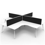 RAPIDLINE ETERNITY CORNER WORKSTATION 4 PERSON 1800 X 1500MM WITH SCREEN NATURAL WHITE  WHITE SATIN