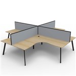 RAPIDLINE ETERNITY CORNER WORKSTATION 4 PERSON 1800 X 1800MM WITH SCREEN NATURAL OAK  BLACK