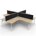RAPIDLINE ETERNITY CORNER WORKSTATION 4 PERSON 1800 X 1800MM WITH SCREEN NATURAL OAK  WHITE SATIN