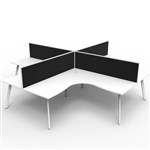 RAPIDLINE ETERNITY CORNER WORKSTATION 4 PERSON 1800 X 1800MM WITH SCREEN NATURAL WHITE  WHITE SATIN