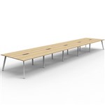 RAPIDLINE ETERNITY WORKSTATION 10 PEOPLE BACK TO BACK 1800 X 750MM NATURAL OAK  WHITE SATIN