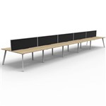 RAPIDLINE ETERNITY WORKSTATION 10 PEOPLE BACK TO BACK 1800 X 750MM WITH SCREEN NATURAL OAK  WHITE SATIN