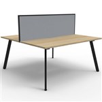 RAPIDLINE ETERNITY WORKSTATION 2 PERSON BACK TO BACK 1500 X 750MM WITH SCREEN NATURAL OAK  BLACK