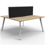 RAPIDLINE ETERNITY WORKSTATION 2 PERSON BACK TO BACK 1800 X 750MM WITH SCREEN NATURAL OAK  WHITE SATIN