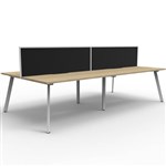 RAPIDLINE ETERNITY WORKSTATION 4 PERSON BACK TO BACK 1200 X 750MM WITH SCREEN NATURAL OAK  WHITE SATIN