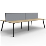 RAPIDLINE ETERNITY WORKSTATION 4 PERSON BACK TO BACK 1500 X 750MM WITH SCREEN NATURAL OAK  BLACK