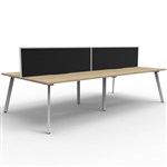 RAPIDLINE ETERNITY WORKSTATION 4 PERSON BACK TO BACK 1500 X 750MM WITH SCREEN NATURAL OAK  WHITE SATIN