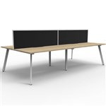 RAPIDLINE ETERNITY WORKSTATION 4 PERSON BACK TO BACK 1800 X 750MM WITH SCREEN NATURAL OAK  WHITE SATIN