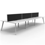 RAPIDLINE ETERNITY WORKSTATION 6 PERSON BACK TO BACK 1500 X 750MM WITH SCREEN NATURAL WHITE  WHITE SATIN