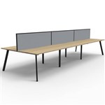 RAPIDLINE ETERNITY WORKSTATION 6 PERSON BACK TO BACK 1800 X 750MM WITH SCREEN NATURAL OAK  BLACK