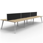 RAPIDLINE ETERNITY WORKSTATION 6 PERSON BACK TO BACK 1800 X 750MM WITH SCREEN NATURAL OAK  WHITE SATIN