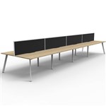RAPIDLINE ETERNITY WORKSTATION 8 PERSON BACK TO BACK 1200 X 750MM WITH SCREEN NATURAL OAK  WHITE SATIN