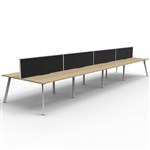 RAPIDLINE ETERNITY WORKSTATION 8 PERSON BACK TO BACK 1500 X 750MM WITH SCREEN NATURAL OAK  WHITE SATIN