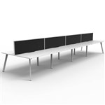 RAPIDLINE ETERNITY WORKSTATION 8 PERSON BACK TO BACK 1500 X 750MM WITH SCREEN NATURAL WHITE  WHITE SATIN
