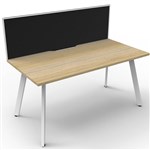 RAPIDLINE ETERNITY WORKSTATION 1 PERSON 1500 X 750MM WITH SCREEN NATURAL OAK  WHITE SATIN