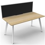 RAPIDLINE ETERNITY WORKSTATION 1 PERSON 1800 X 750MM WITH SCREEN NATURAL OAK  WHITE SATIN