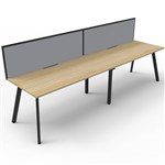 RAPIDLINE ETERNITY WORKSTATION 2 PERSON 1200 X 750MM WITH SCREEN NATURAL OAK  BLACK