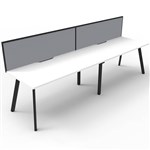 RAPIDLINE ETERNITY WORKSTATION 2 PERSON 1500 X 750MM WITH SCREEN NATURAL WHITE  BLACK