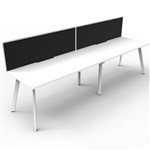 RAPIDLINE ETERNITY WORKSTATION 2 PERSON 1500 X 750MM WITH SCREEN NATURAL WHITE  WHITE SATIN