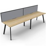 RAPIDLINE ETERNITY WORKSTATION 2 PERSON 1800 X 750MM WITH SCREEN NATURAL OAK  BLACK