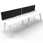 RAPIDLINE ETERNITY WORKSTATION 2 PERSON 1800 X 750MM WITH SCREEN NATURAL WHITE  WHITE SATIN