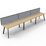 RAPIDLINE ETERNITY WORKSTATION 3 PERSON 1200 X 750MM WITH SCREEN NATURAL OAK  BLACK